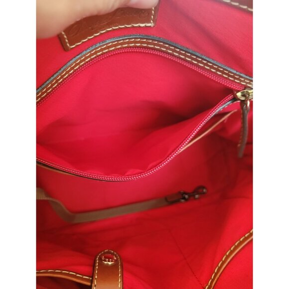 Dooney and Bourke Vtg Pebble Grain Domed Satchel Handbag Too Zip Red Wine - Picture 10 of 12